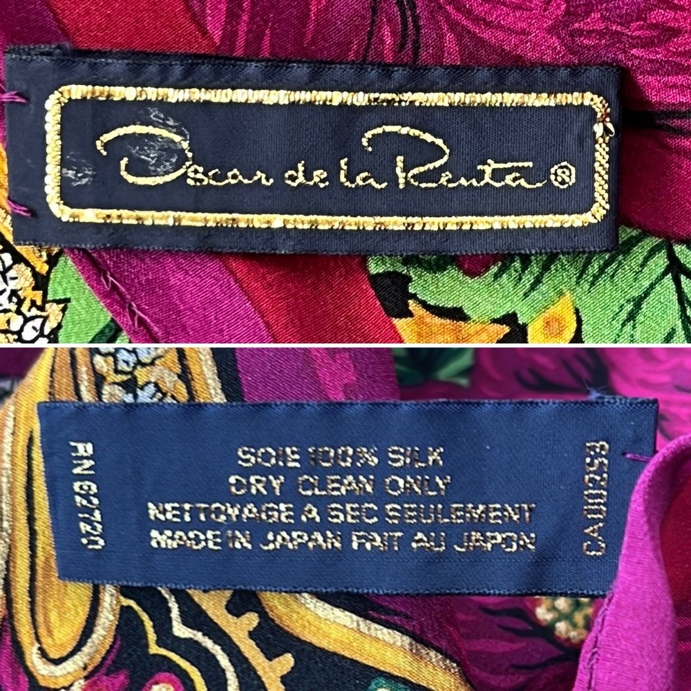 🌺Vibrant Sheer Silk Pink Floral Scarf by Oscar de la Renta | 51”x10.5” - Picture 6 of 17